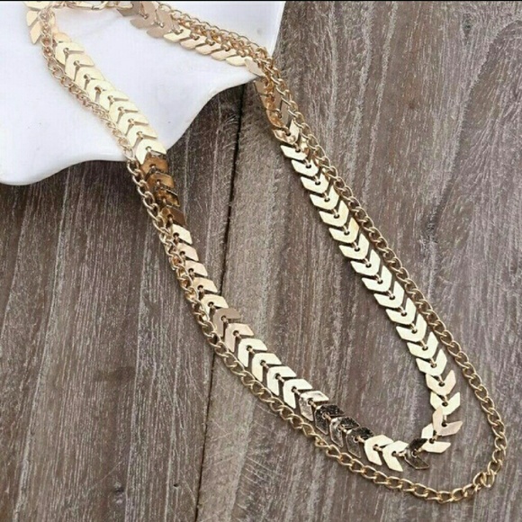 🔥2FOR$15🔥Gold Double Layer Chevron Chain Choker - Picture 3 of 4